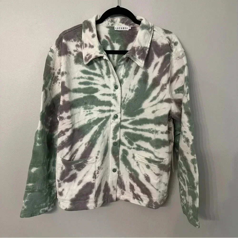 NWT Lacausa Kismet Jacket in Sugarplum Swirl Button Down Long Sleeves Sz Small